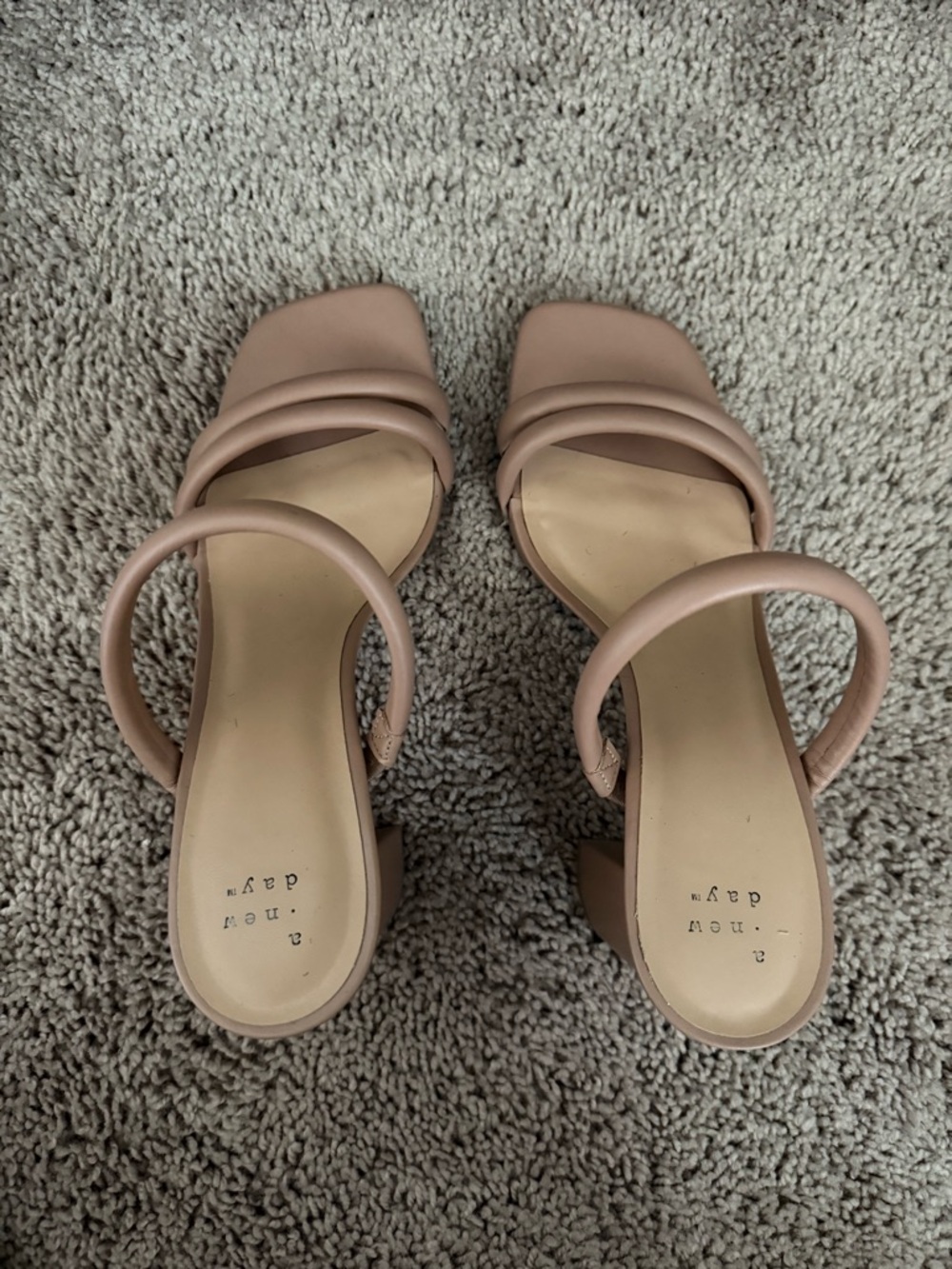 A New Day Neutral Blush Strappy Block Heel Sandals